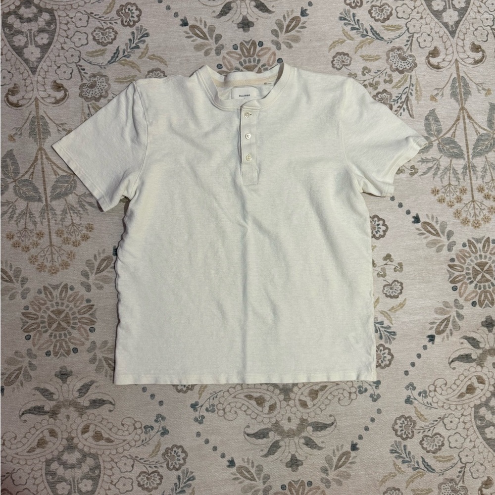 Billy Reid Off-White Short-Sleeve Henley Polo